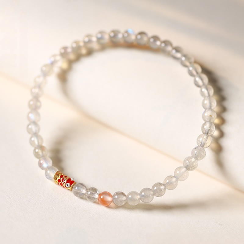 Buddha Stones Ultra-Thin Moonstone Koi Fish Healing Bracelet - image 2