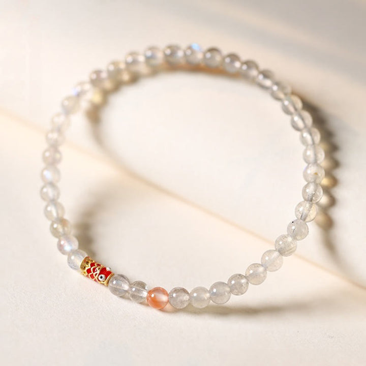 Buddha Stones Ultra-Thin Moonstone Koi Fish Healing Bracelet - image 2