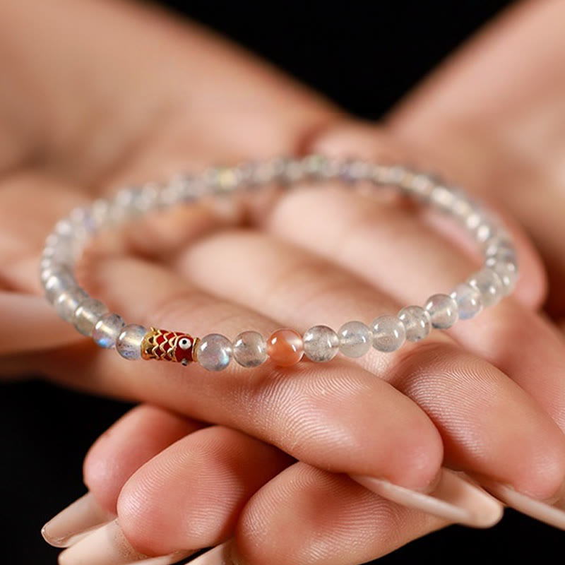 Buddha Stones Ultra-Thin Moonstone Koi Fish Healing Bracelet - image 8