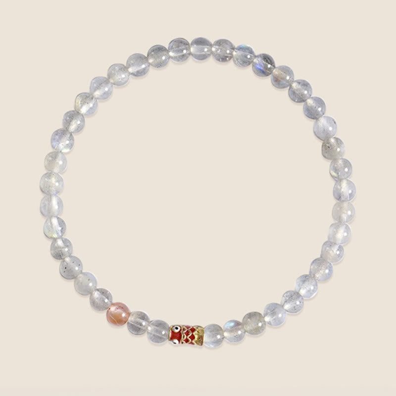 Buddha Stones Ultra-Thin Moonstone Koi Fish Healing Bracelet - image 5