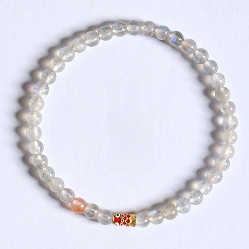 Buddha Stones Ultra-Thin Moonstone Koi Fish Healing Bracelet - image 7