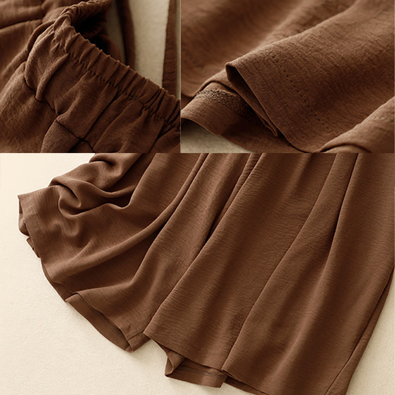 Buddha Stones Causal Ethnic Simple Drawstring Design Women's Wide Leg Cropped Pants With Pockets - image 7