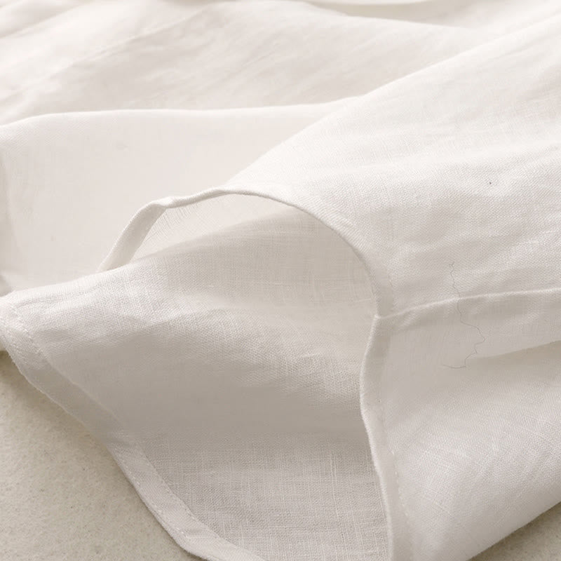 Buddha Stones Summer 2pcs Plain Long Sleeve Shirt Top Cardigan Shorts Meditation Clothing Women's Set With Pockets - image 32