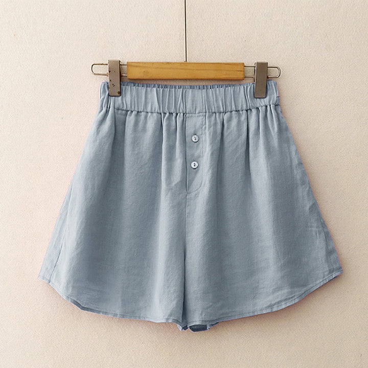 Buddha Stones Summer 2pcs Plain Long Sleeve Shirt Top Cardigan Shorts Meditation Clothing Women's Set With Pockets - image 24