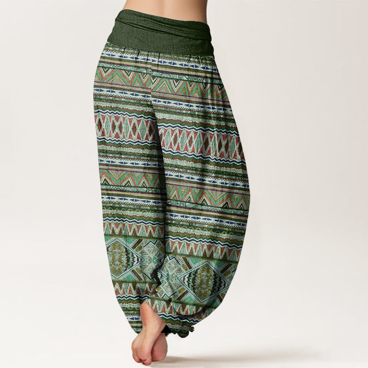 Buddha Stones Cotton Casual Tribal Style Geometric Pattern Women's Elastic Waist Harem Pants - image 6