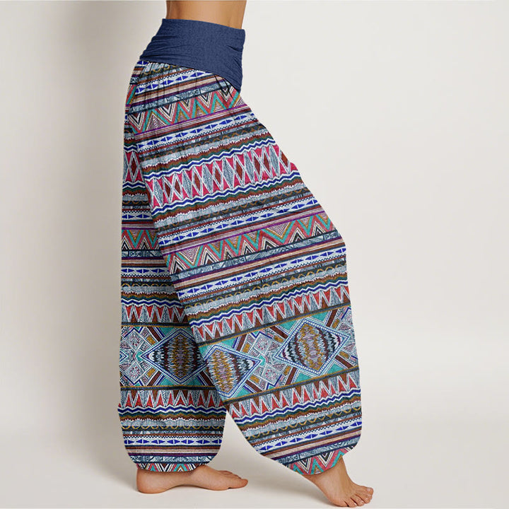 Buddha Stones Cotton Casual Tribal Style Geometric Pattern Women's Elastic Waist Harem Pants - image 8