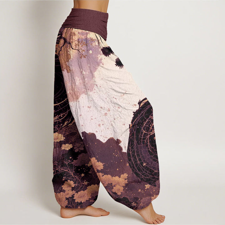 Buddha Stones Cotton Casual Dragon Ancient Tree Pattern Women's Elastic Waist Harem Pants - image 5