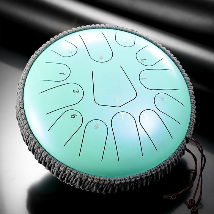 Buddha Stones Steel Tongue Drum Sound Healing Meditation Drum Kit 13 Note 12 Inch Percussion Instrument - Green 12 IN - image 6