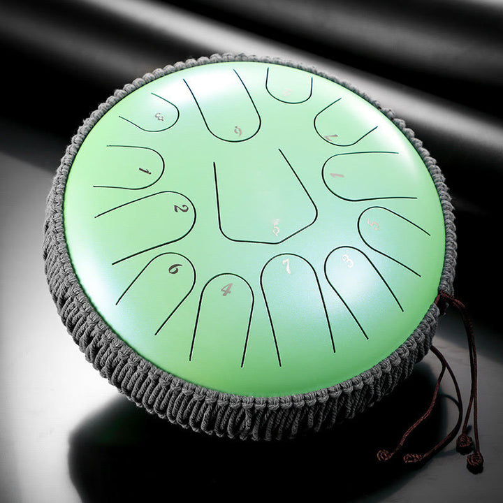 Buddha Stones Steel Tongue Drum Sound Healing Meditation Drum Kit 13 Note 12 Inch Percussion Instrument - Pale Green 12 IN - image 11
