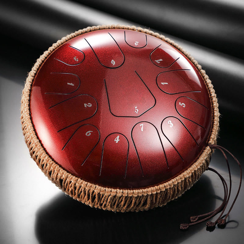Buddha Stones Steel Tongue Drum Sound Healing Meditation Drum Kit 13 Note 12 Inch Percussion Instrument - Red 12 IN - image 7