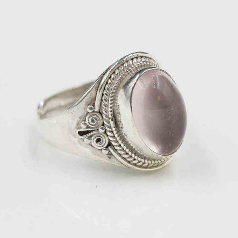 Buddha Stones 925 Sterling Silver Handmade Natural Rose Quartz Loving Energy Adjustable Ring - image 14