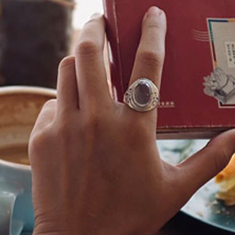 Buddha Stones 925 Sterling Silver Handmade Natural Rose Quartz Loving Energy Adjustable Ring - image 13