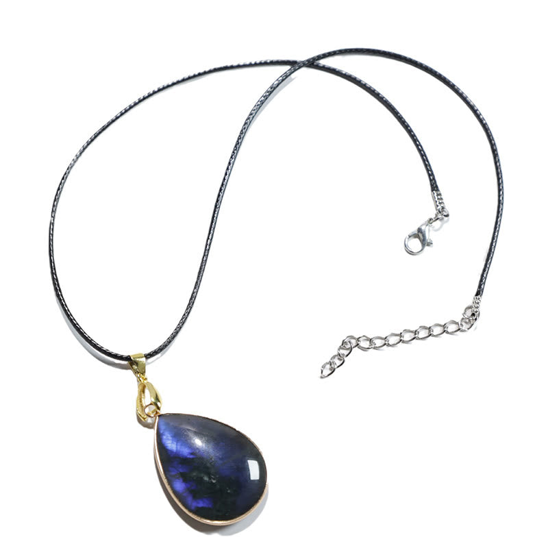 Buddha Stones Water Drop Pattern Labradorite Healing Necklace Pendant - image 7