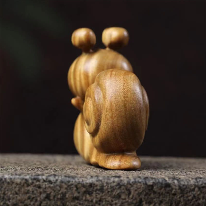 Buddha Stones Mini Green Sandalwood Snail Carved Cure Desk Decoration - image 3
