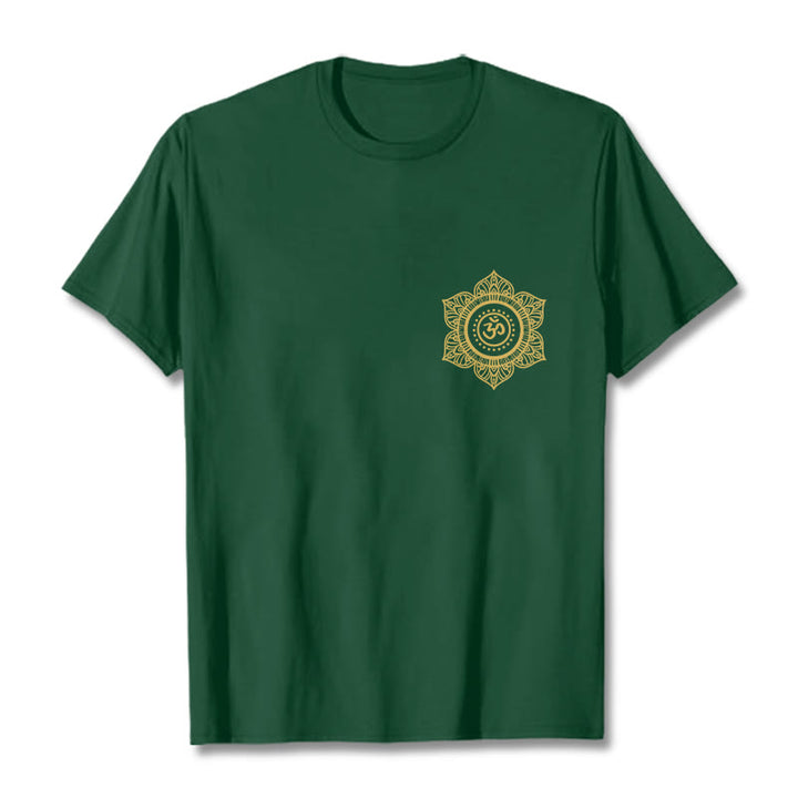 Buddha Stones Golden Mandala OM Pattern Tee T-shirt - ForestGreen - 2XL - image 0
