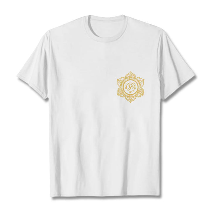 Buddha Stones Golden Mandala OM Pattern Tee T-shirt - White - 2XL - image 7