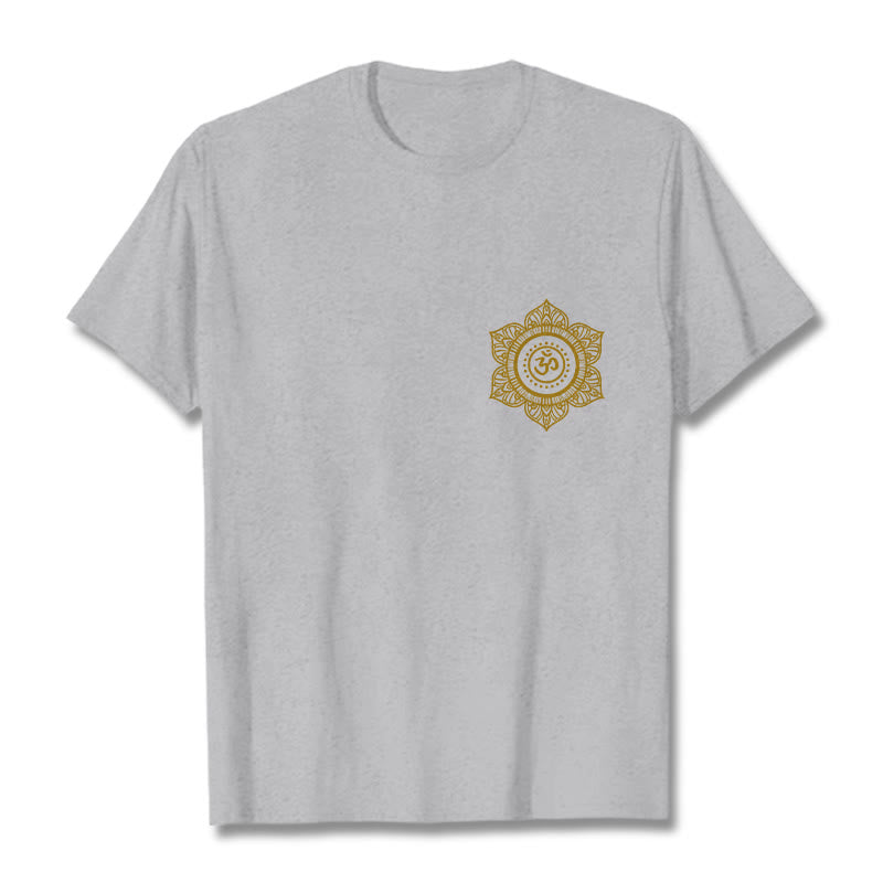 Buddha Stones Golden Mandala OM Pattern Tee T-shirt - LightGrey - 2XL - image 19
