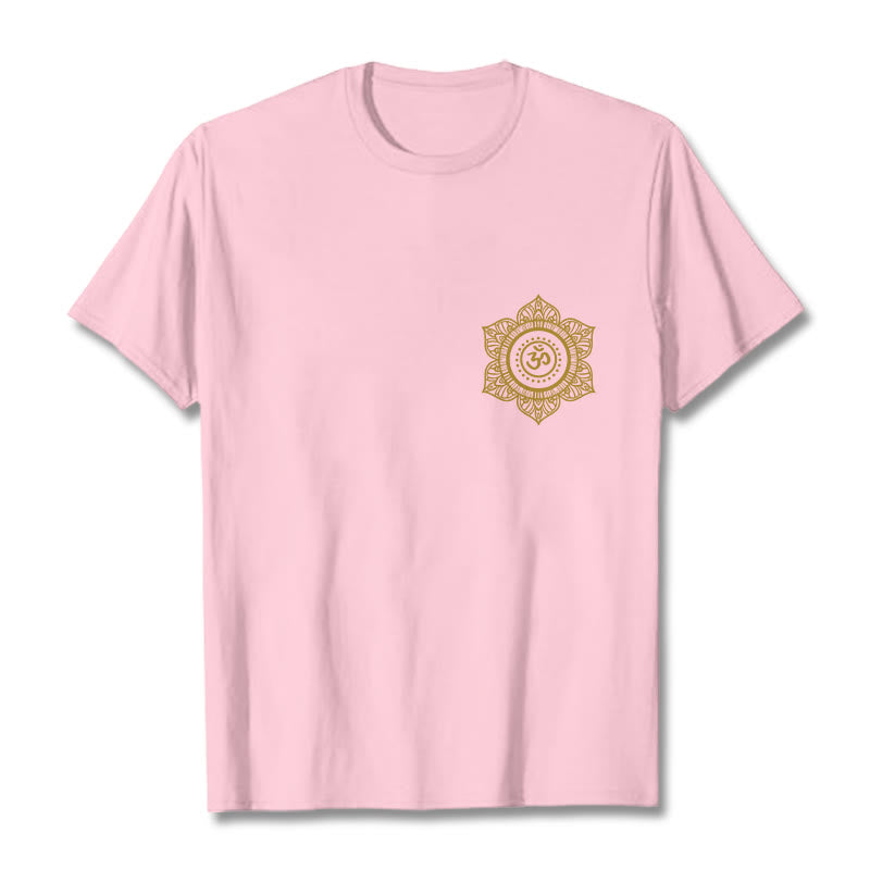 Buddha Stones Golden Mandala OM Pattern Tee T-shirt - LightPink - 2XL - image 12