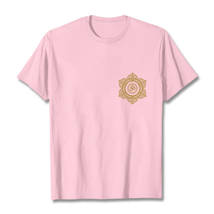 Buddha Stones Golden Mandala OM Pattern Tee T-shirt - LightPink - 2XL - image 12
