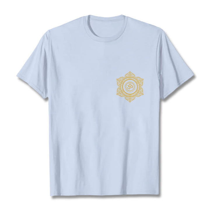 Buddha Stones Golden Mandala OM Pattern Tee T-shirt - LightCyan - 2XL - image 18