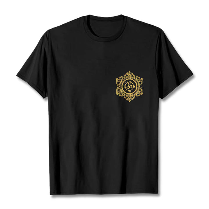 Buddha Stones Golden Mandala OM Pattern Tee T-shirt - Black - 2XL - image 3