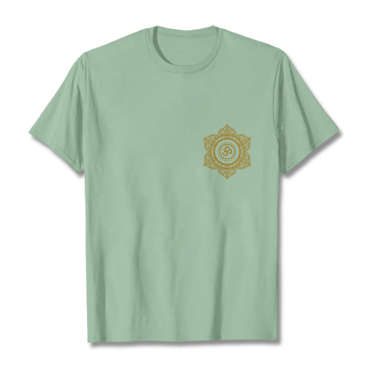 Buddha Stones Golden Mandala OM Pattern Tee T-shirt - PaleGreen - 2XL - image 14