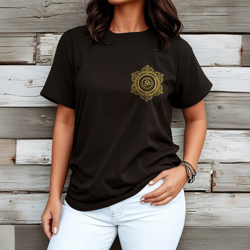 Buddha Stones Golden Mandala OM Pattern Tee T-shirt - image 6