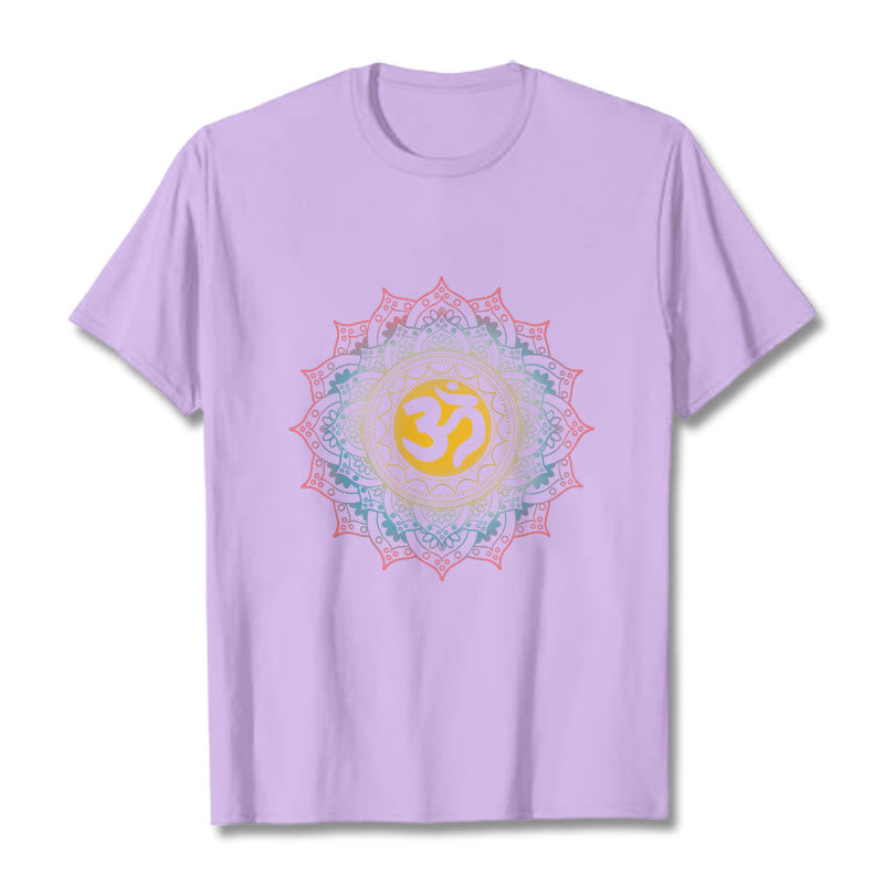 Buddha Stones Color Gradient Mandala OM Pattern Tee T-shirt - Plum - 2XL - image 16