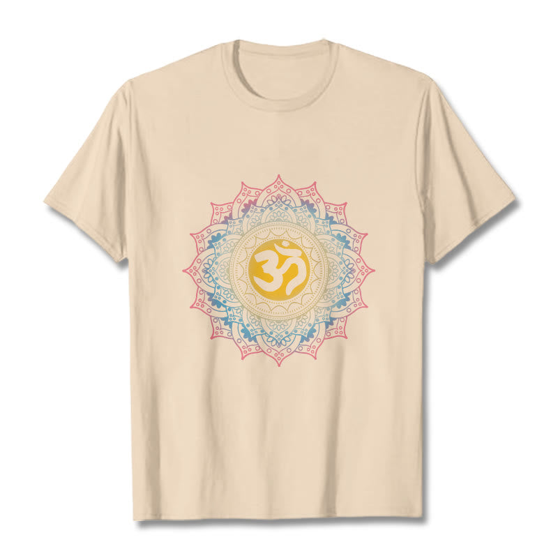 Buddha Stones Color Gradient Mandala OM Pattern Tee T-shirt - Bisque - 2XL - image 8
