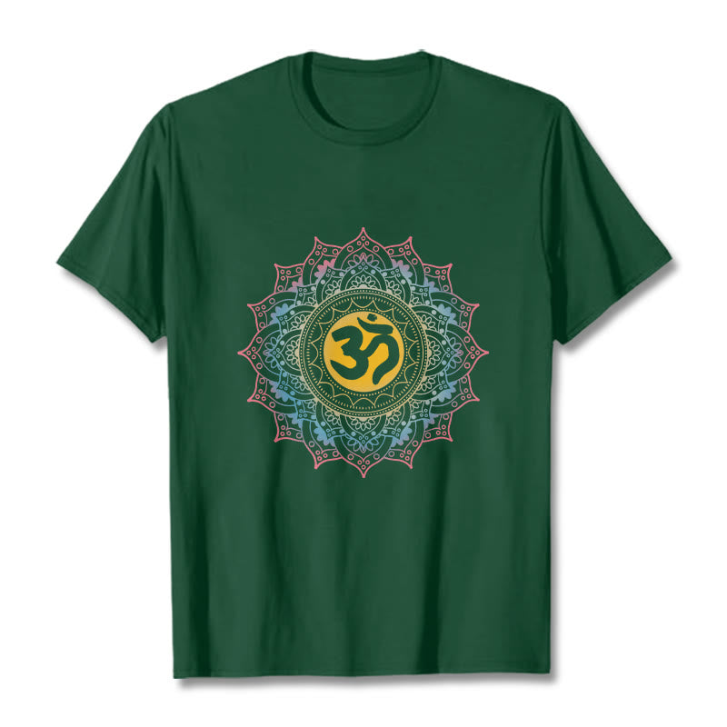 Buddha Stones Color Gradient Mandala OM Pattern Tee T-shirt - ForestGreen - 2XL - image 10