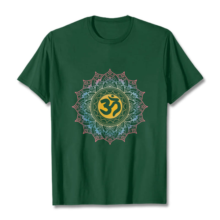 Buddha Stones Color Gradient Mandala OM Pattern Tee T-shirt - ForestGreen - 2XL - image 10