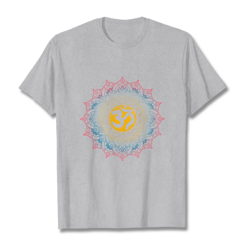 Buddha Stones Color Gradient Mandala OM Pattern Tee T-shirt - LightGrey - 2XL - image 19