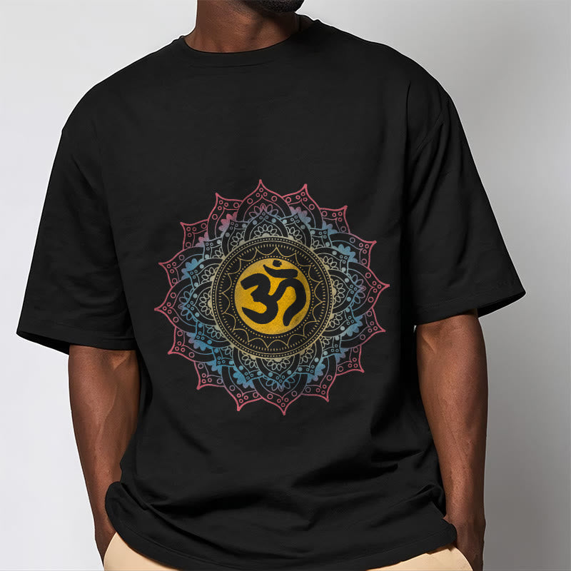 Buddha Stones Color Gradient Mandala OM Pattern Tee T-shirt - image 1