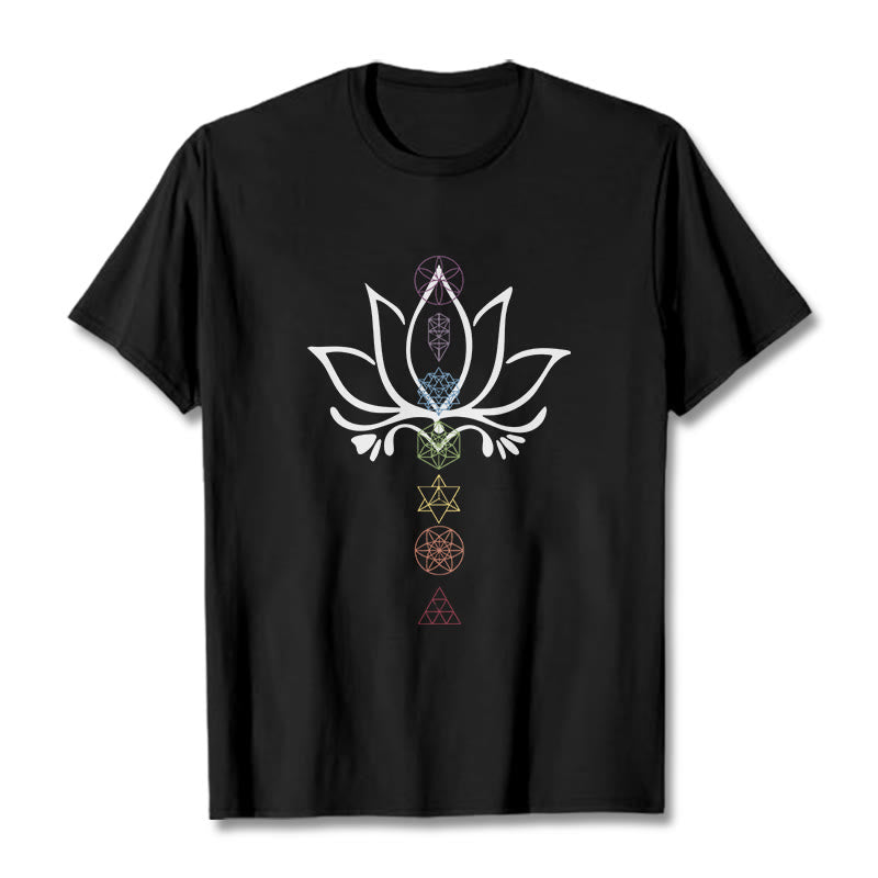 Buddha Stones Lotus Sacred Geometry Tee T-shirt - Black - 2XL - image 0