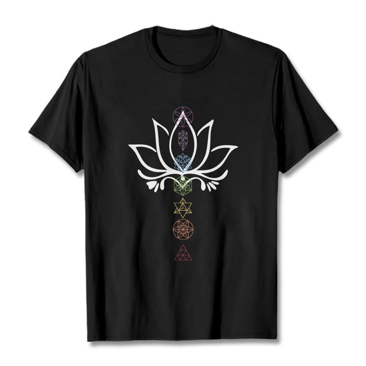 Buddha Stones Lotus Sacred Geometry Tee T-shirt - Black - 2XL - image 0