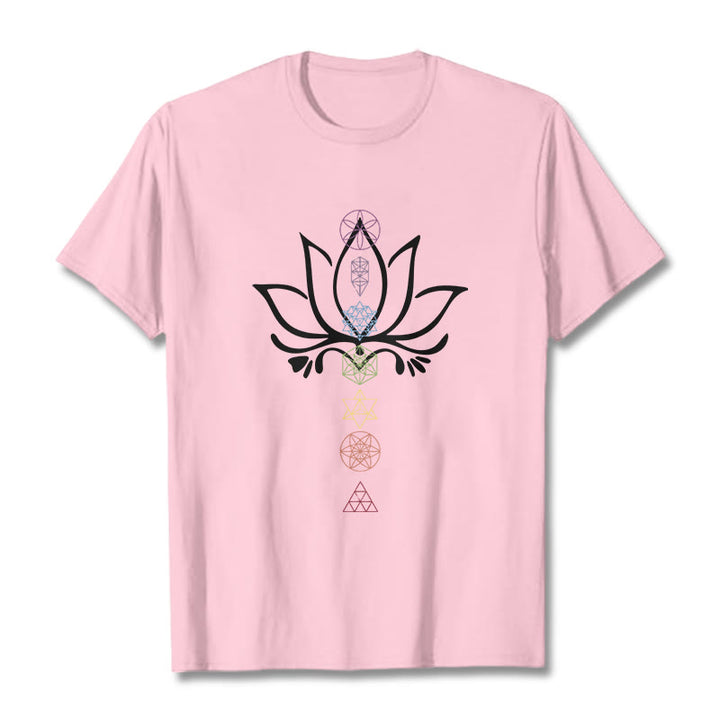 Buddha Stones Lotus Sacred Geometry Tee T-shirt - LightPink - 2XL - image 12