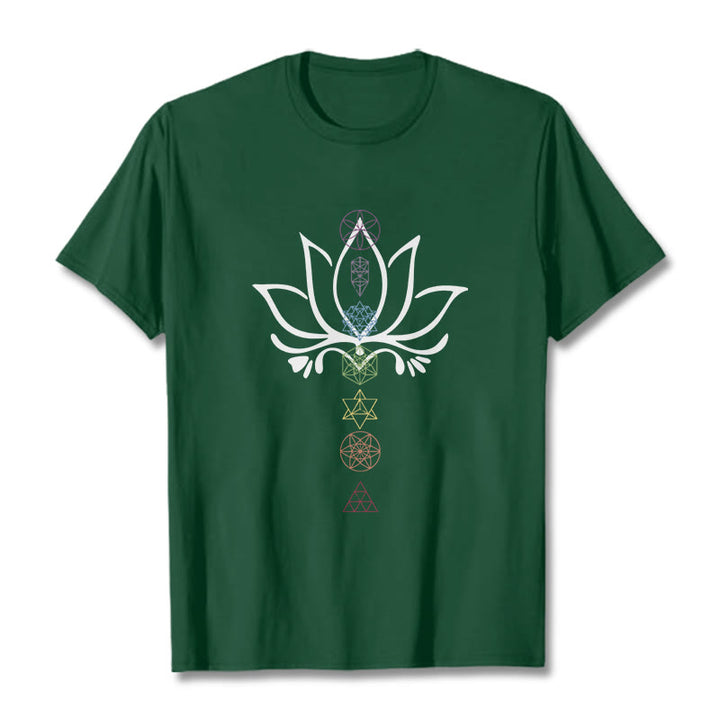Buddha Stones Lotus Sacred Geometry Tee T-shirt - ForestGreen - 2XL - image 10