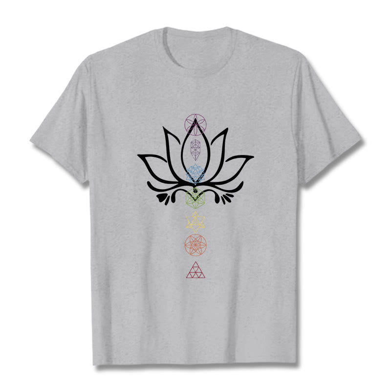 Buddha Stones Lotus Sacred Geometry Tee T-shirt - LightGrey - 2XL - image 19