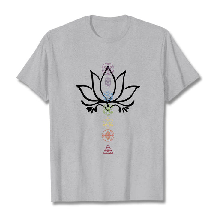 Buddha Stones Lotus Sacred Geometry Tee T-shirt - LightGrey - 2XL - image 19