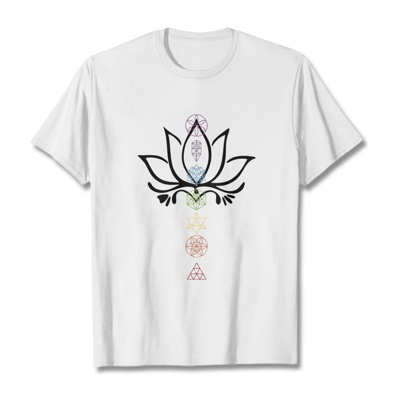 Buddha Stones Lotus Sacred Geometry Tee T-shirt - White - 2XL - image 5