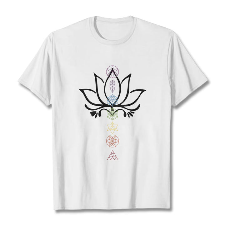 Buddha Stones Lotus Sacred Geometry Tee T-shirt - White - 2XL - image 5