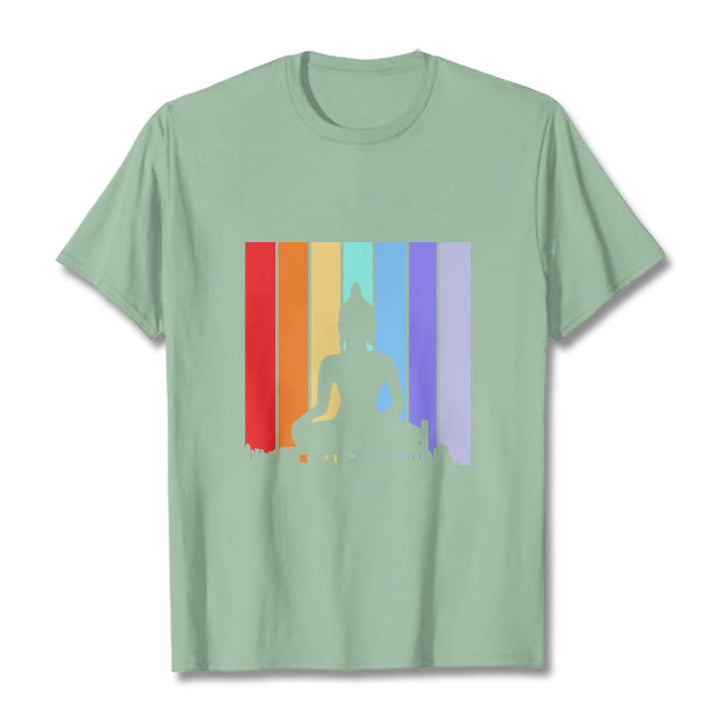 Buddha Stones Meditation Buddha Rainbow Tee T-shirt - PaleGreen - 2XL - image 14