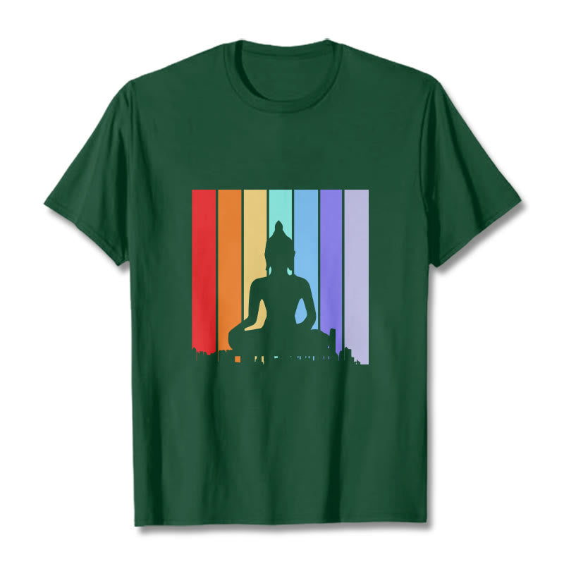 Buddha Stones Meditation Buddha Rainbow Tee T-shirt - ForestGreen - 2XL - image 10