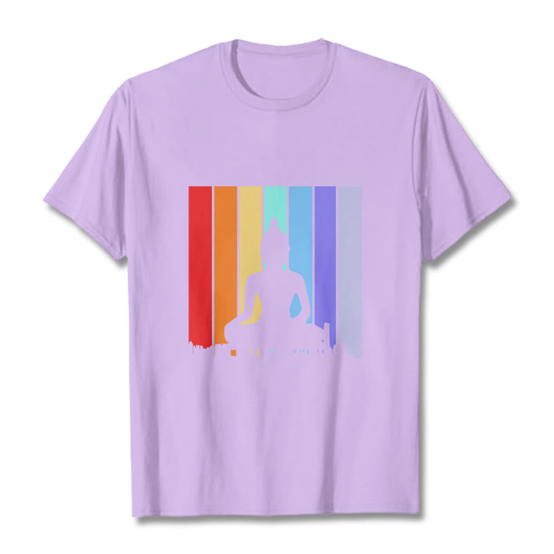 Buddha Stones Meditation Buddha Rainbow Tee T-shirt - Plum - 2XL - image 16