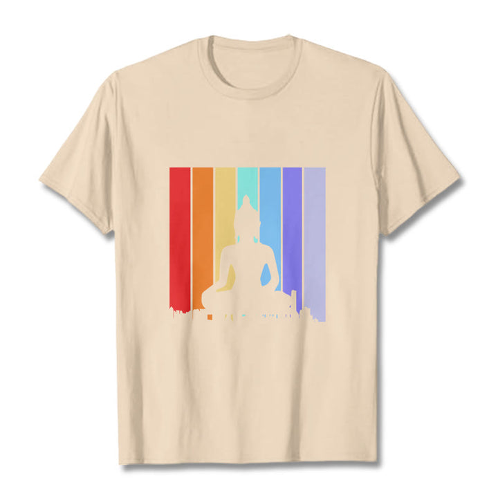 Buddha Stones Meditation Buddha Rainbow Tee T-shirt - Bisque - 2XL - image 8