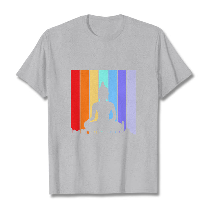 Buddha Stones Meditation Buddha Rainbow Tee T-shirt - LightGrey - 2XL - image 19