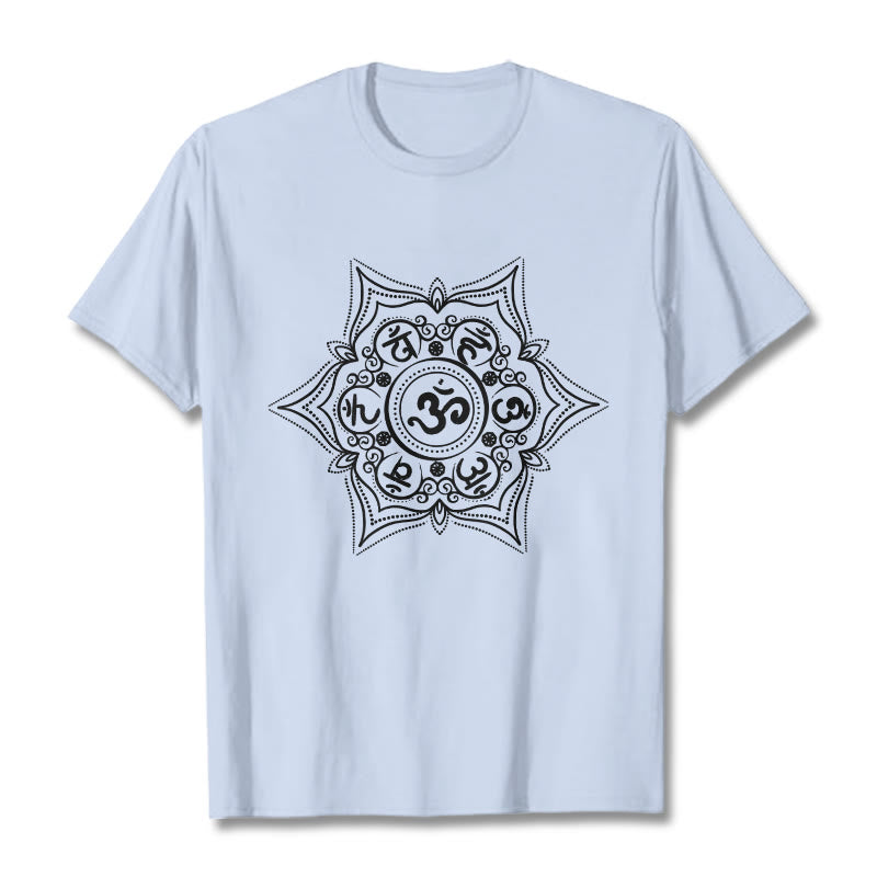 Buddha Stones Mandala Om Mani Padme Hum Tee T-shirt - LightCyan - 2XL - image 18