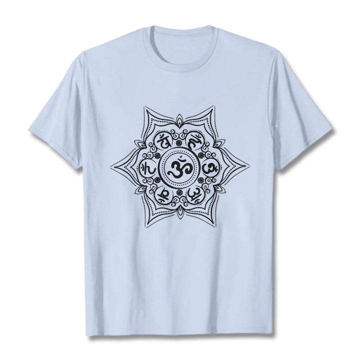 Buddha Stones Mandala Om Mani Padme Hum Tee T-shirt - LightCyan - 2XL - image 18