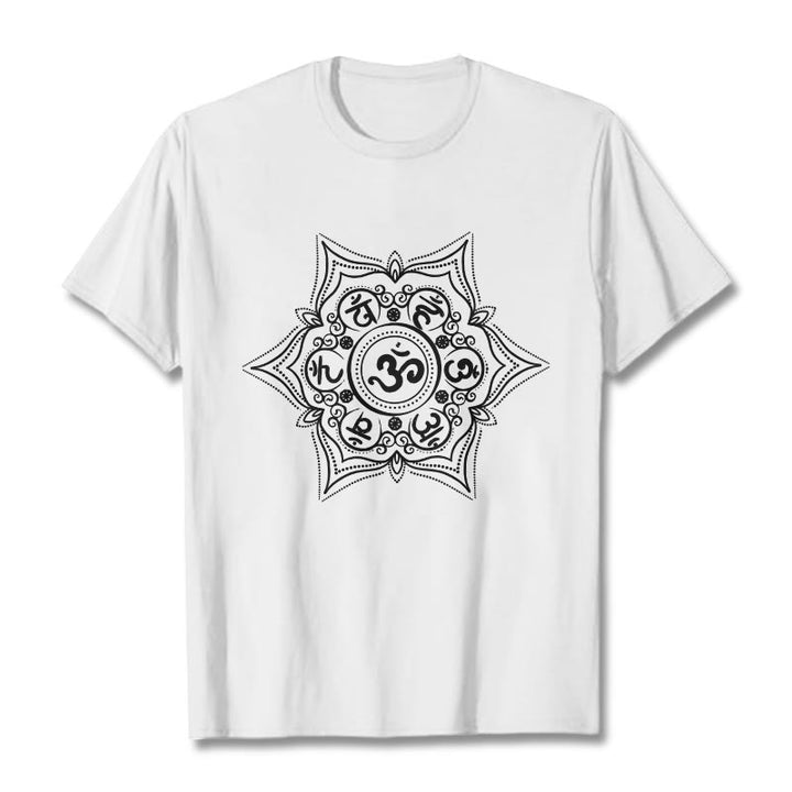 Buddha Stones Mandala Om Mani Padme Hum Tee T-shirt - White - 2XL - image 7