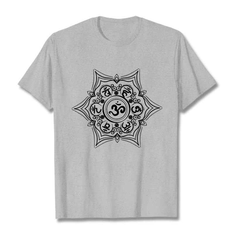 Buddha Stones Mandala Om Mani Padme Hum Tee T-shirt - LightGrey - 2XL - image 19